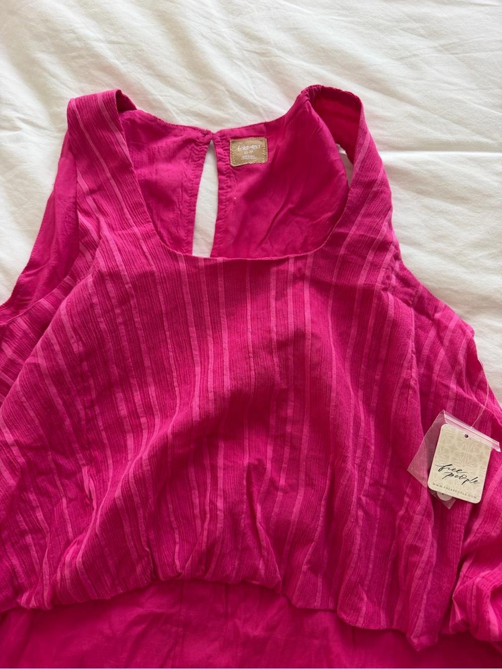 Free People Hot Pink Striped Sleeveless Tank